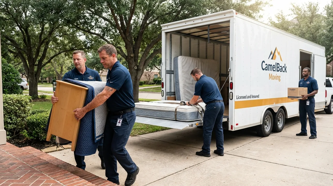 Crew loading residential truck for cross-state move from Laurys Station, PA