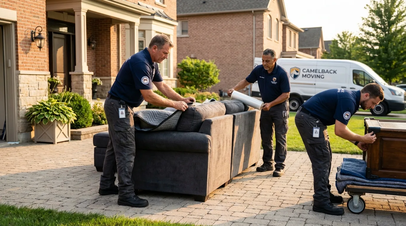 Large estate moving crew wrapping furniture in Laurys Station, PA