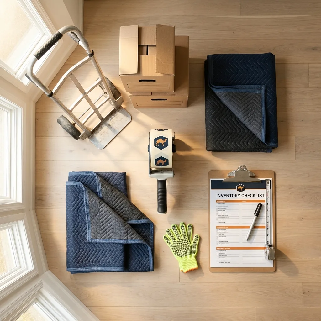 Professional moving supplies and packing materials layout for Laurys Station residential relocations